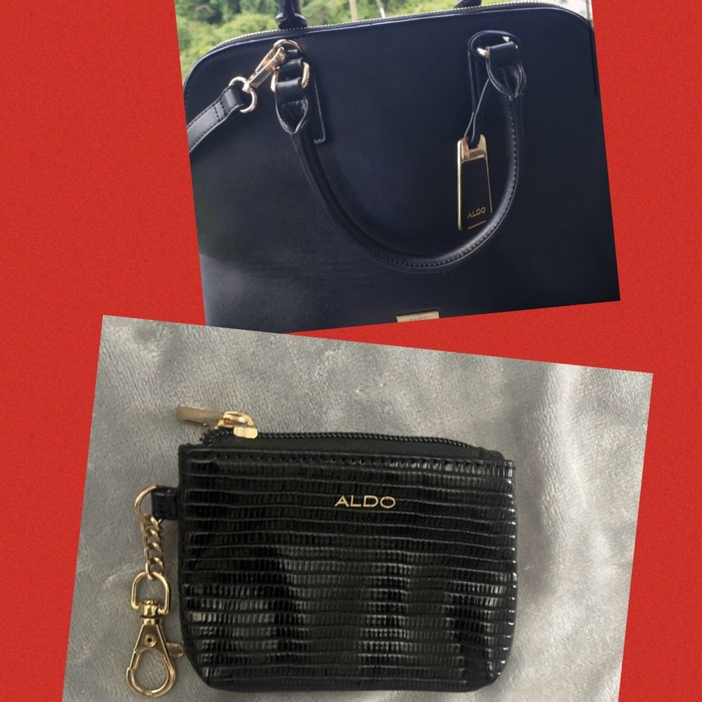 Aldo Elegant Black Bag and Coin Pouch Set